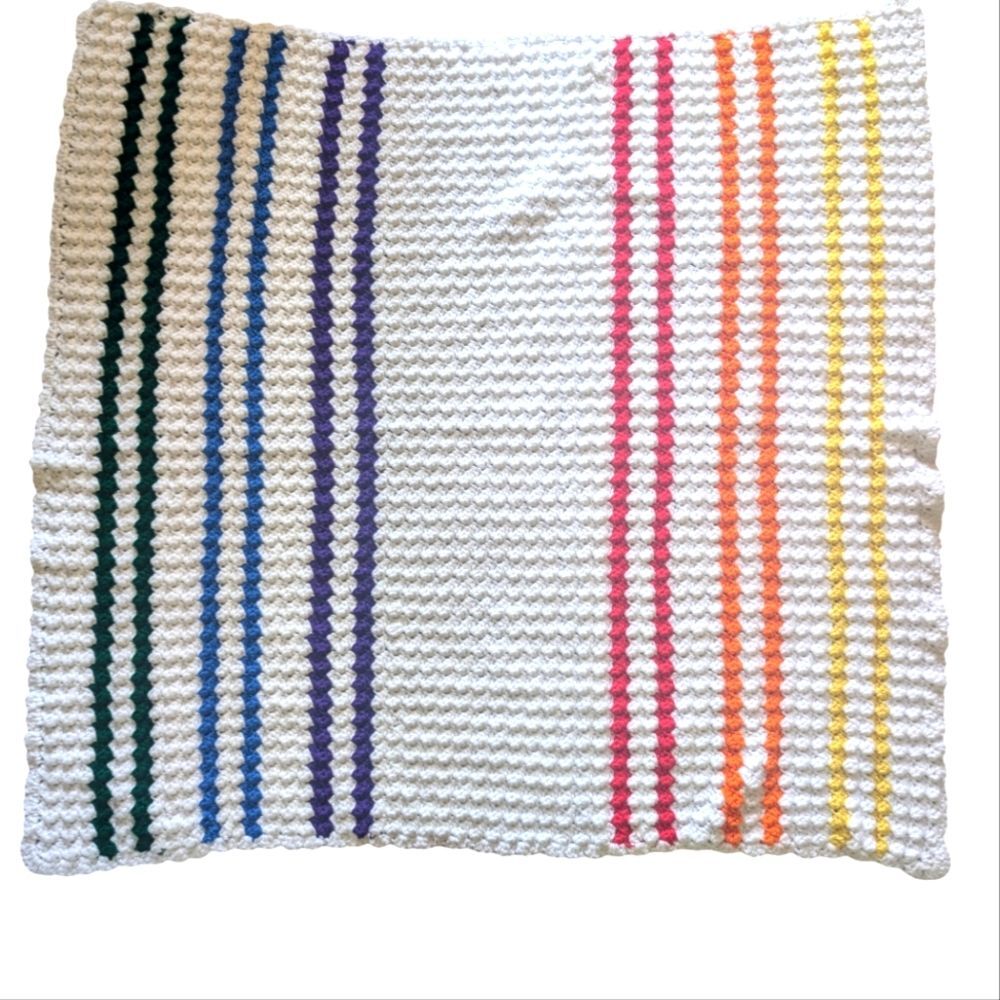 Handmade‎ Rainbow Cottagecore Crochet Afghan Blanket 43" x 43"